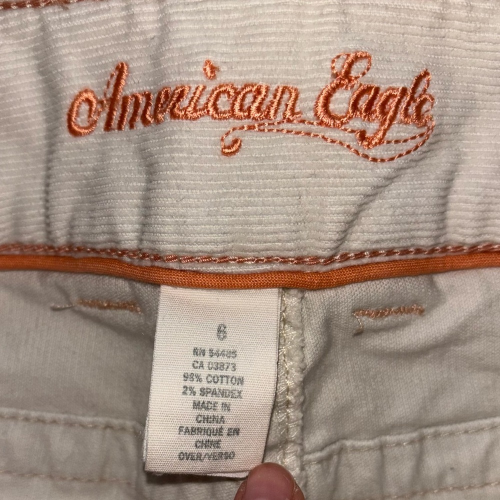 Vintage Y2K American Eagle Corduroy Mid-Rise White Pants - Picture 9 of 13